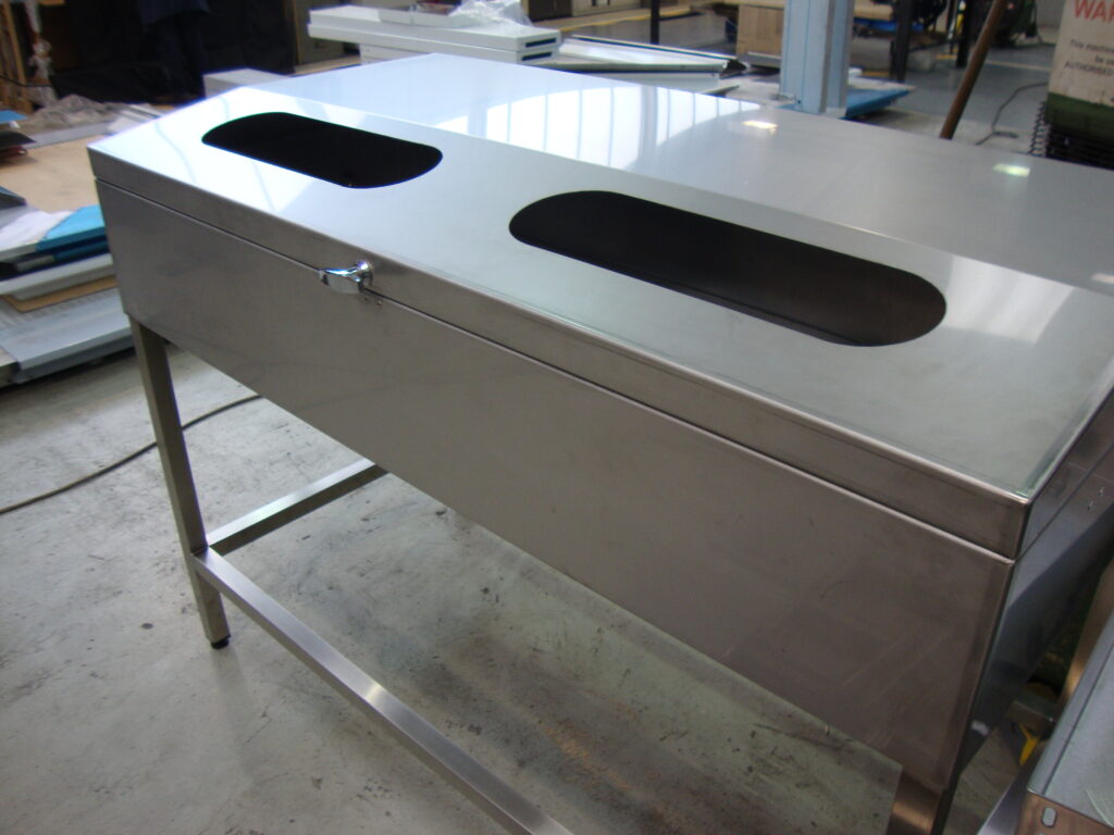 Fabricated stainless steel counter top