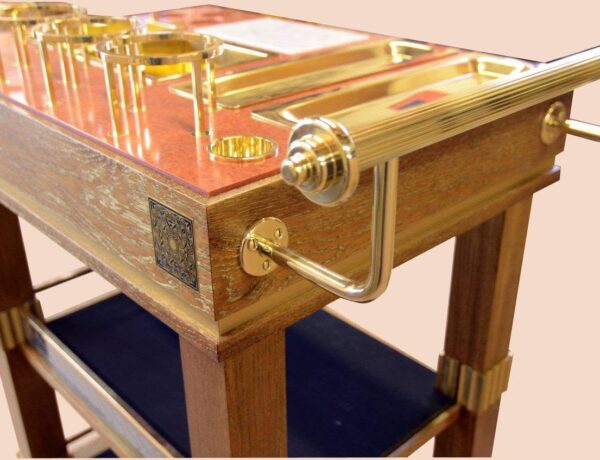 Bespoke brass and oak butler's trolley hand-made in our Norwich workshop