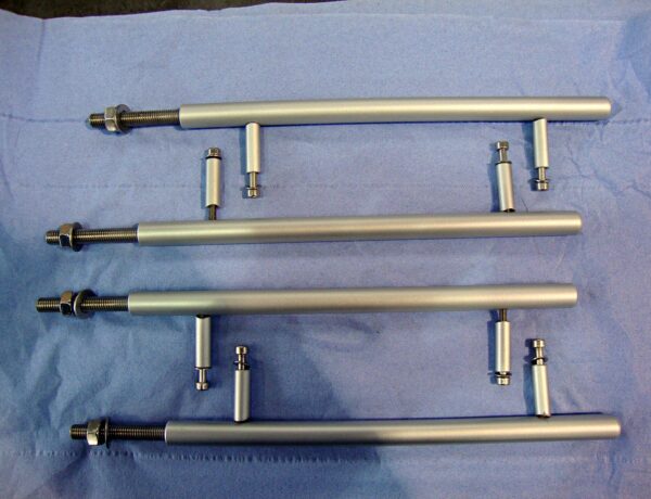 Set of satin-finished stainless steel grab rails
