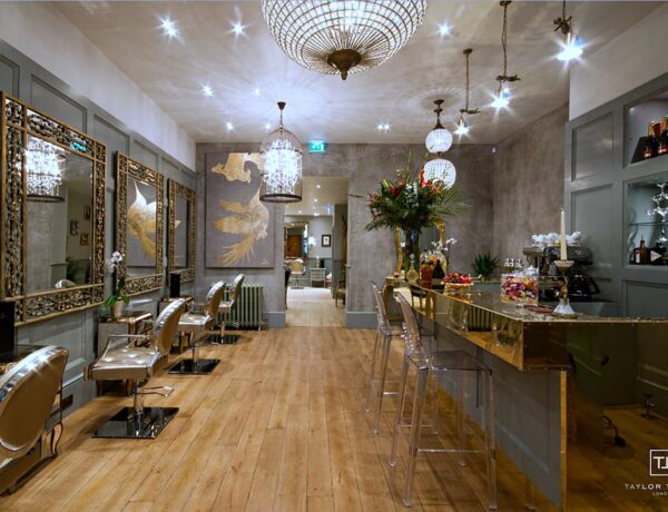 Completed salon interior fit-out with fabricated metalwork