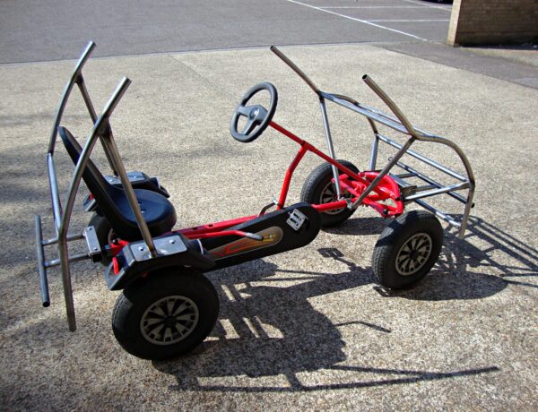 Welded tubular steel go-kart chassis frame