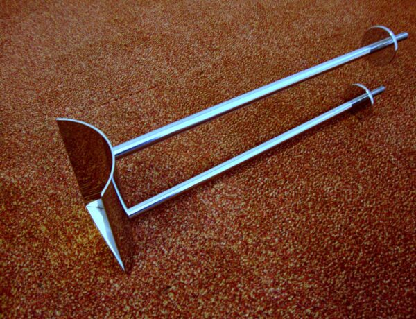 Polished stainless steel bottle holder with end brackets