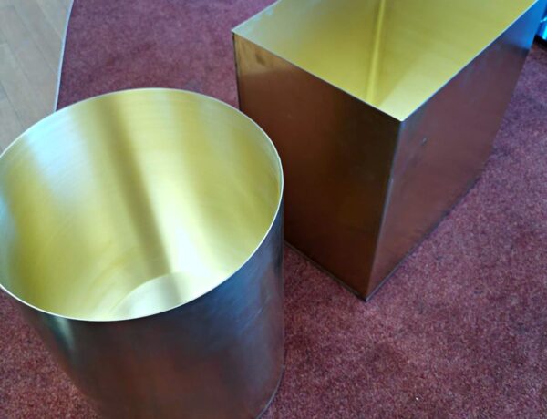 Brushed brass cylinder and box liner