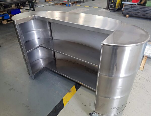Stainless steel shelf and cylinder counter unit