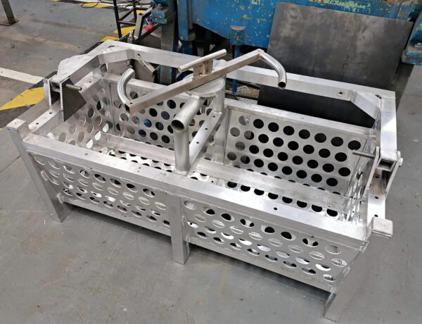 CNC punched perforated aluminium baskets with handles