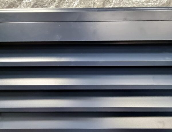 Grey powder-coated aluminium louvre vent panel